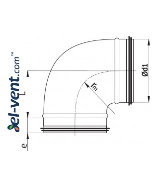Elbow EAGT100/90, Ø100 mm, 90° - drawing Elbow EAGT100/90, Ø100 mm, 90° - drawing