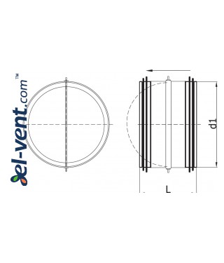 Backflow valve EAVG125, Ø125 mm - drawing Backflow valve EAVG125, Ø125 mm - drawing