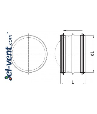 Backflow valve EAVG315, Ø315 mm - drawing Backflow valve EAVG315, Ø315 mm - drawing
