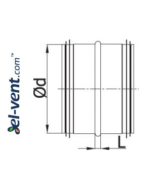 Coupling EMOG100, Ø100 mm - drawing Coupling EMOG100, Ø100 mm - drawing