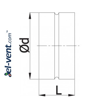 Coupling EMOI250 for Ø250 mm vent fittings with gaskets - drawing Coupling EMOI250 for Ø250 mm vent fittings with gaskets - drawing