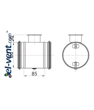 Airtight damper for ductwork RSKH160, Ø160 mm - drawing Airtight damper for ductwork RSKH160, Ø160 mm - drawing