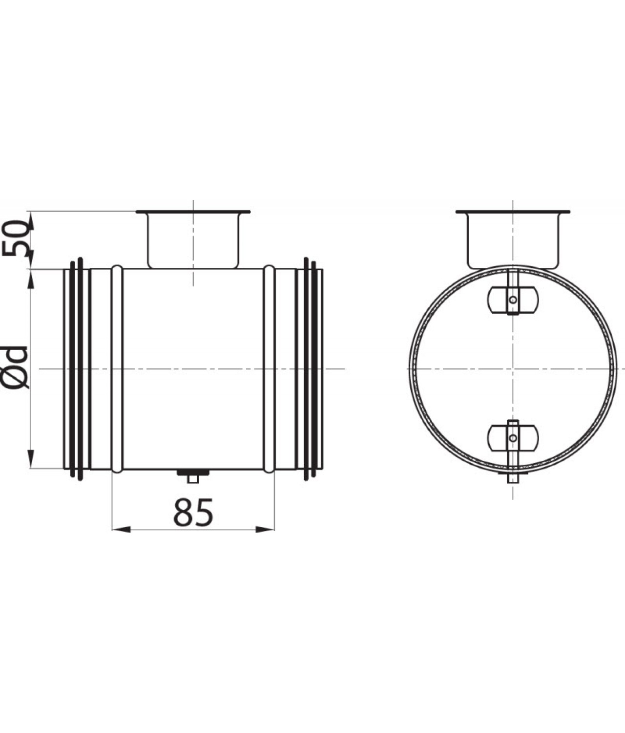 Airtight dampers for ductwork RSKH - drawing