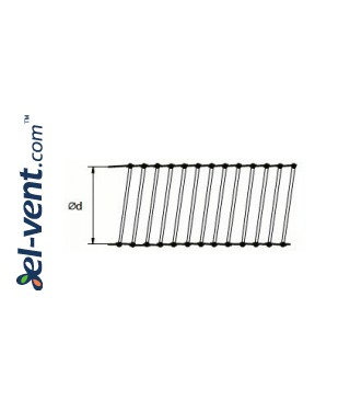 Aliuminio-poliesterio lankstus ortakis AFL125, Ø125 mm - brėžinys Aliuminio-poliesterio lankstus ortakis AFL125, Ø125 mm - brėžinys