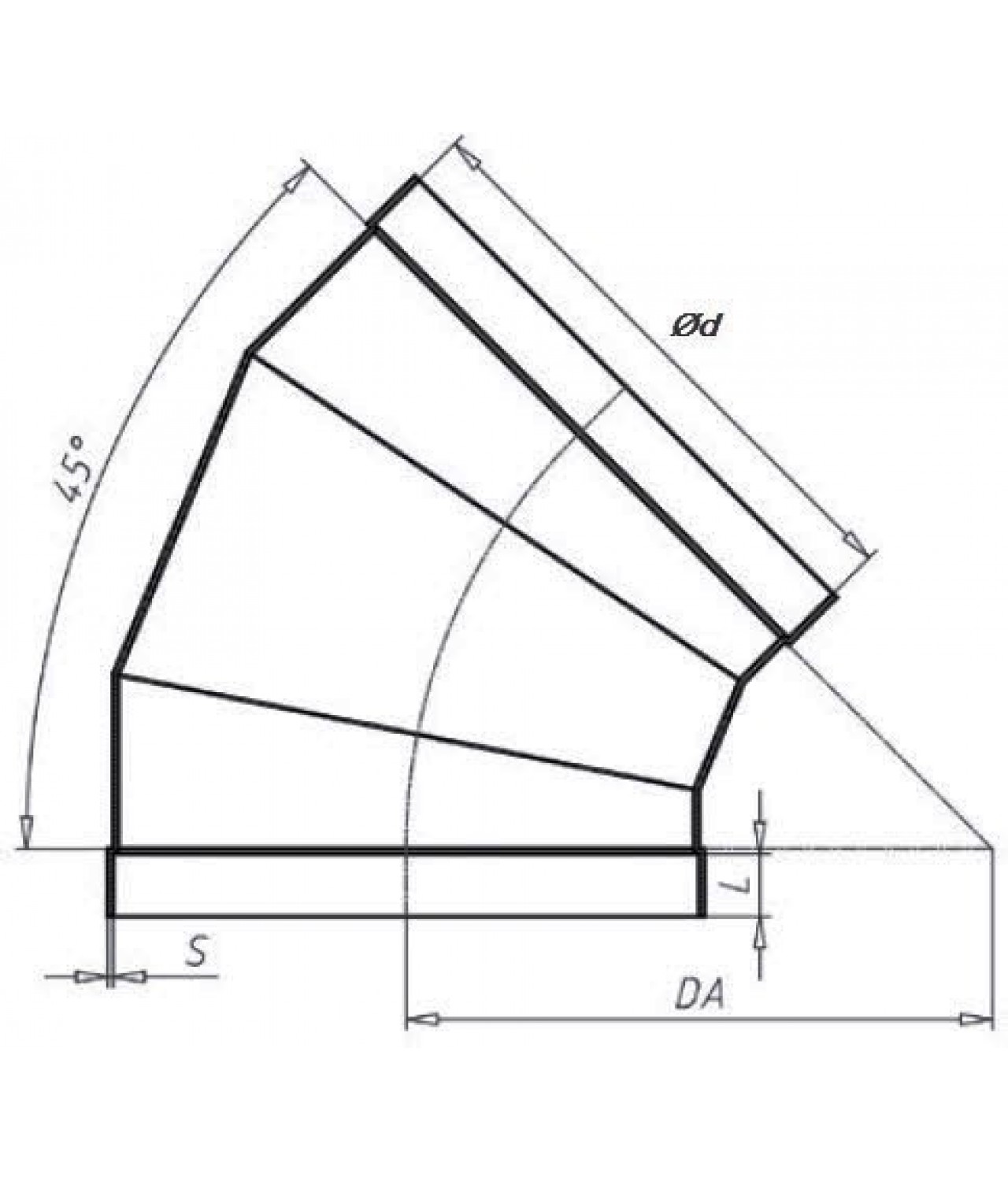 45° plastic ducts elbows PO45 - drawing 2