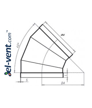 45° plastic ducts elbows PO45 - drawing 2