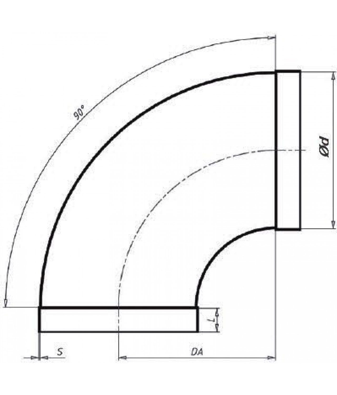 90° plastic ducts elbows PO90 - drawing