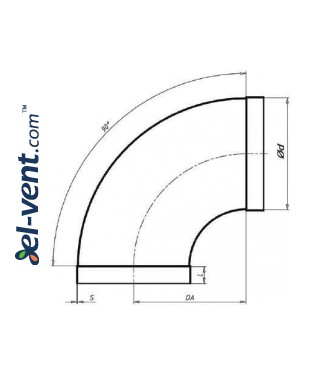 90° plastic ducts elbows PO90 - drawing