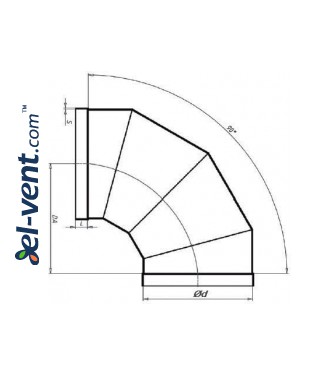 90° plastic ducts elbows PO90 - drawing 2