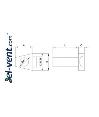 Air distribution box 132x52 mm OSPB1 drawing