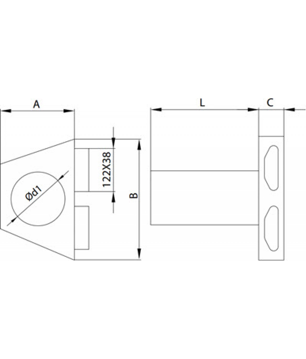 Air distribution box 132x52 mm OSPB2 drawing