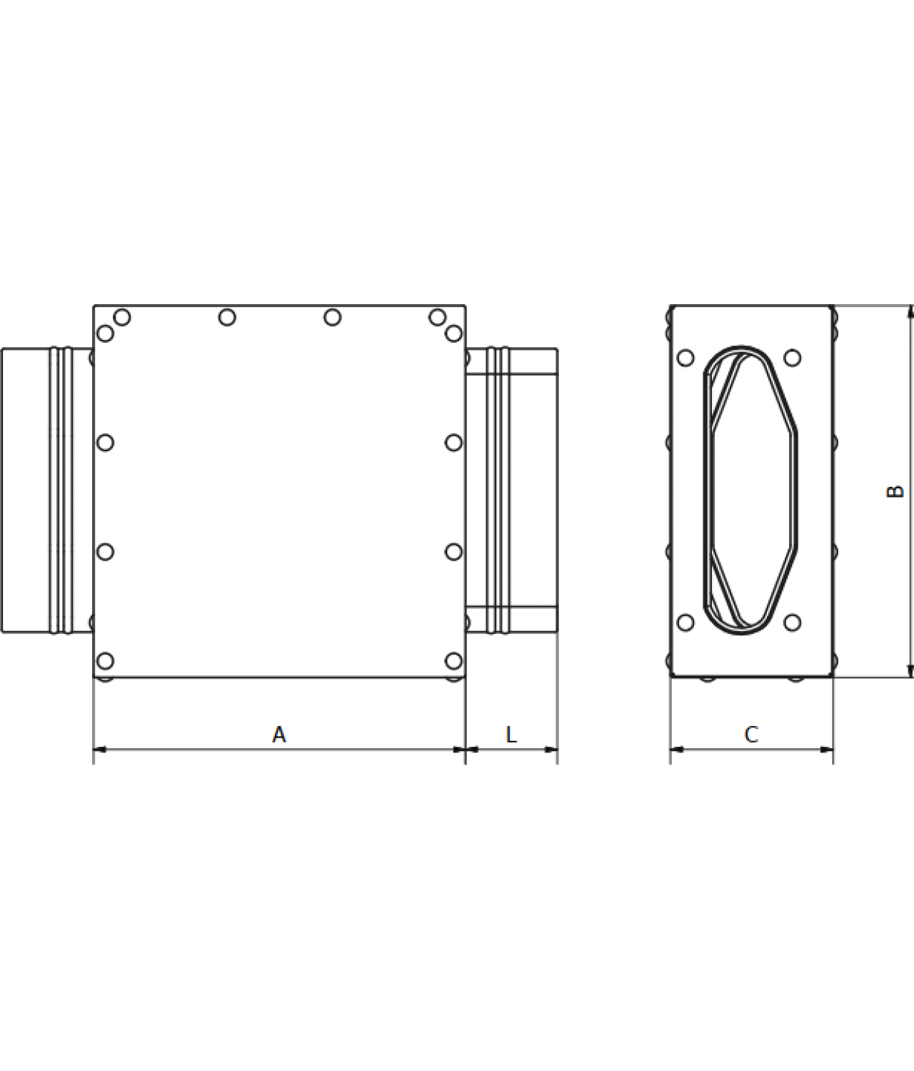 Ниппель асимметричный для HDPE воздуховодов MO132/52 132x52 мм - чертеж