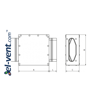 HDPE ortakių asimetrinė mova MOA132/52 132x52 mm - brėžinys