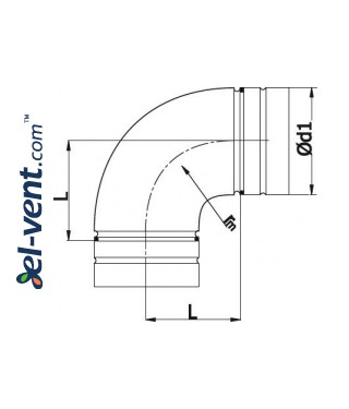 Elbow A75/90, Ø75 mm, 90° - drawing