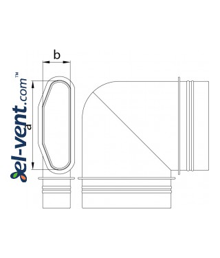 HDPE ortakių horizontali alkūnė MOH90/132/52 132x52 mm - brėžinys