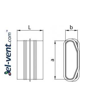 Asymmetric coupling for HDPE ducts MO132/52 132x52 mm - drawing Asymmetric coupling for HDPE ducts MO132/52 132x52 mm - drawing