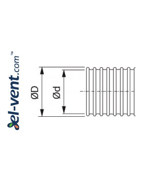 Antistatic, antibacterial, antifungal flexible duct HDPE200A, 25 m roll - drawing Antistatic, antibacterial, antifungal flexible duct HDPE200A, 25 m roll - drawing