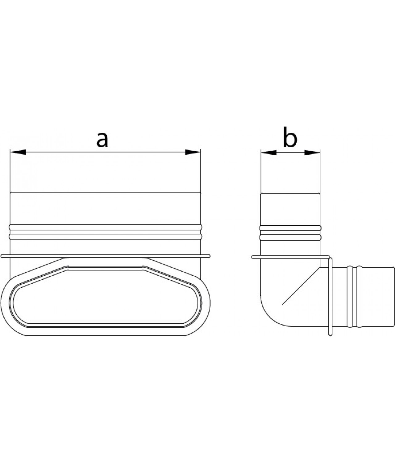 Vertical elbow for HDPE ducts MOV90/132/52 132x52 mm - drawing