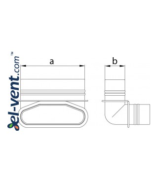 HDPE ortakių vertikali alkūnė MOV90/132/52 132x52 mm - brėžinys