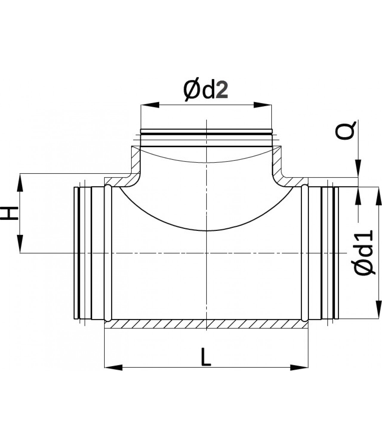 Insulated T pieces ITTG - drawing