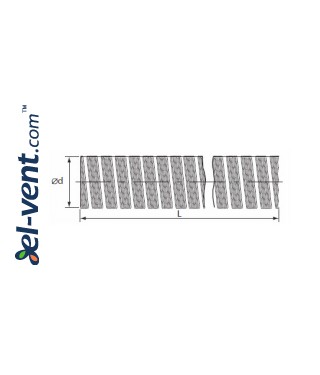 Stainless steel flexible duct NF150/1, L=1 m, Tmax=500 °C, Ø150 mm - drawing Stainless steel flexible duct NF150/1, L=1 m, Tmax=500 °C, Ø150 mm - drawing