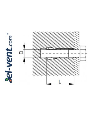 Brass anchor ANKZ10/3.2, M10, L=3.2 mm - drawing Brass anchor ANKZ10/3.2, M10, L=3.2 mm - drawing