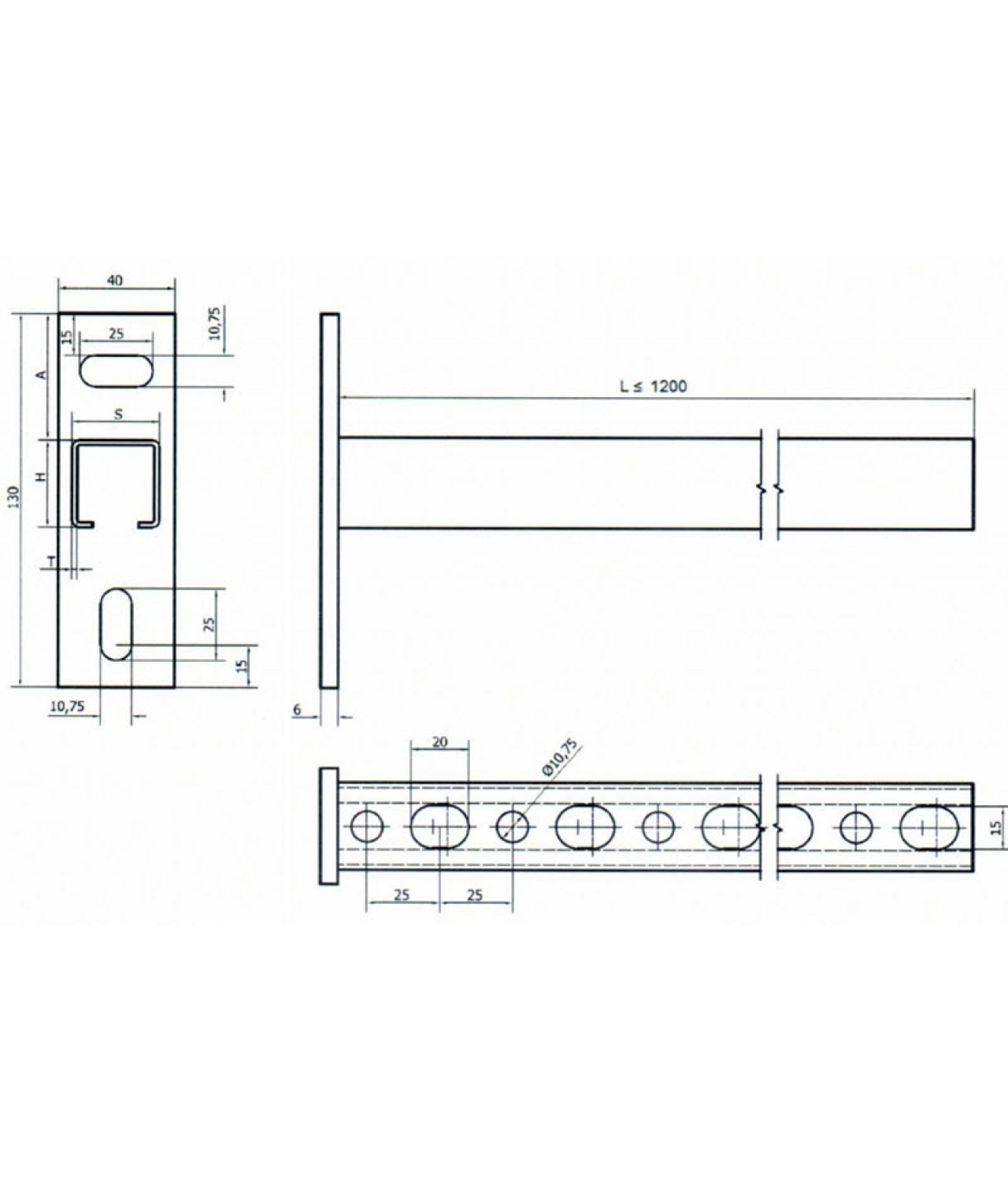 Cantilever support arms for ductwork AKT - drawing