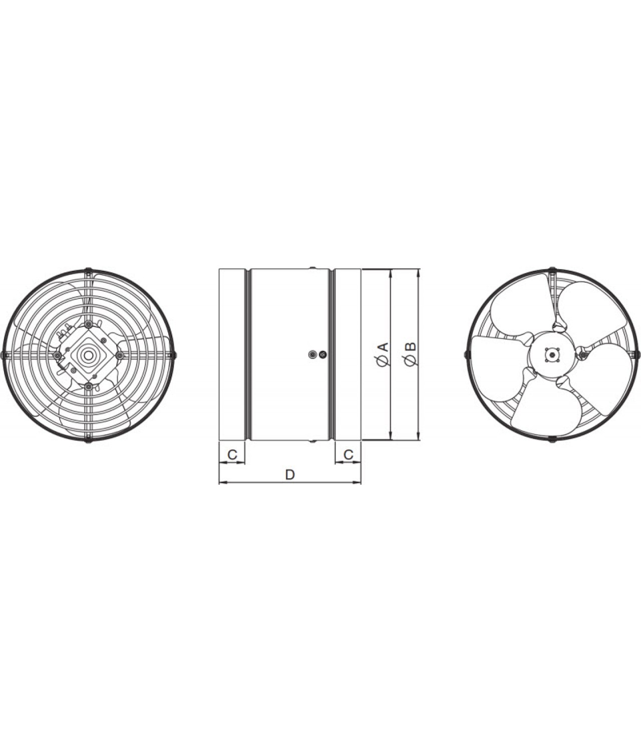 Axial duct fans WK ≤915 m³/h - drawing