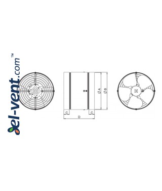 Axial duct fans WK ≤915 m³/h - drawing