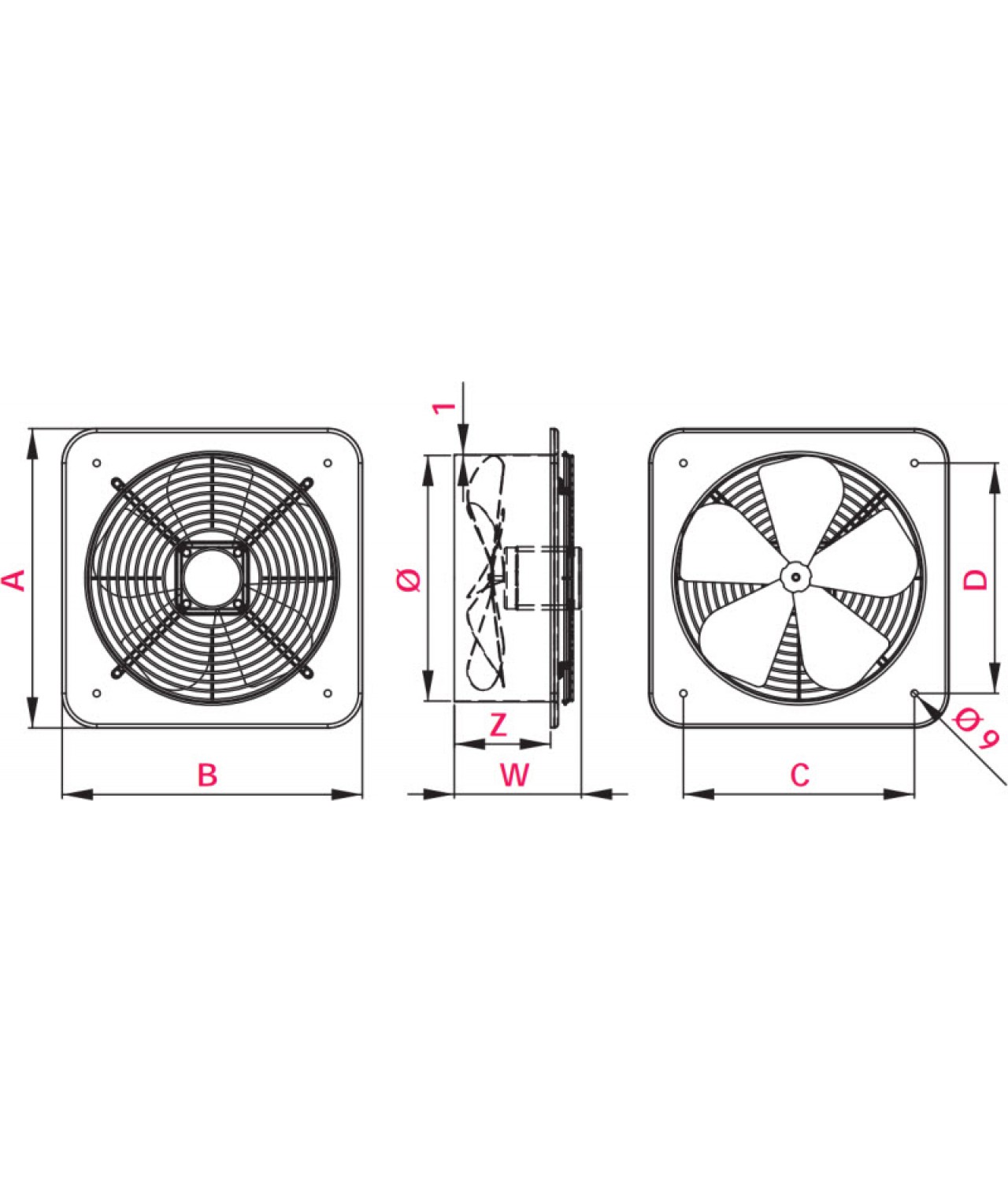 Axial fans WOC ≤1520 m³/h - drawing