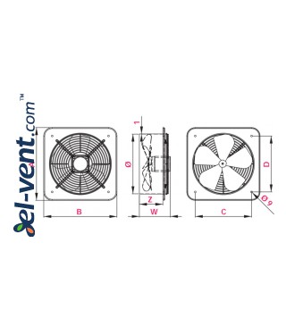 Axial fans WOC ≤1520 m³/h - drawing