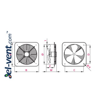Осевые вентиляторы WOC ≤1520 м³/ч - чертеж