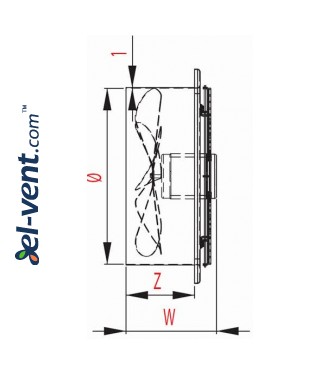 Axial fan WOC210, Ø210 mm - drawing 3 Axial fan WOC210, Ø210 mm - drawing 3