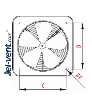 Axial fan WOC320, Ø320 mm - drawing 2 Axial fan WOC320, Ø320 mm - drawing 2