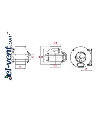 Duct fan WP100, Ø100 mm - drawing Duct fan WP100, Ø100 mm - drawing