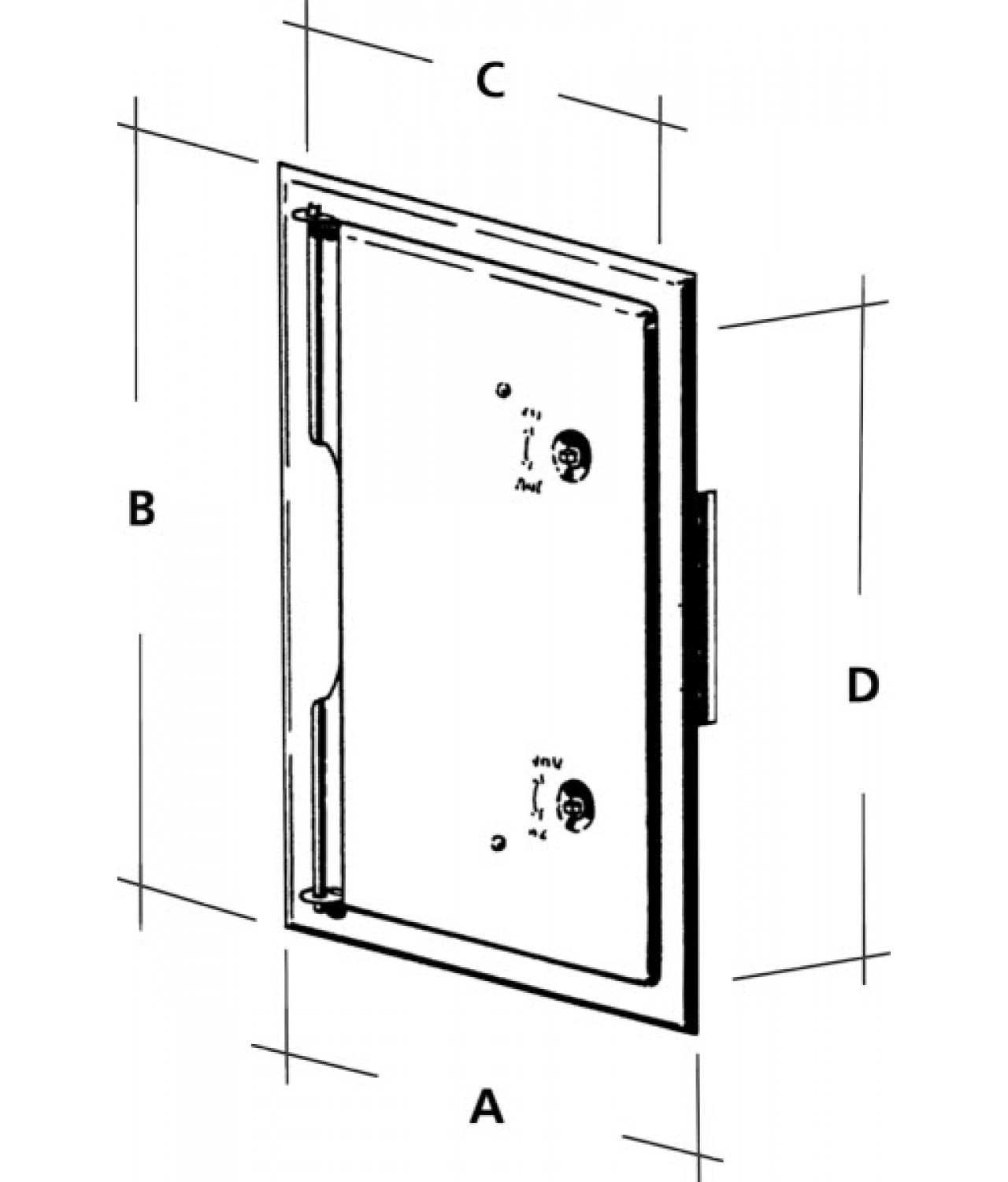 Insulated chimney access doors from inox 250x300 mm RDN250/300 - drawing