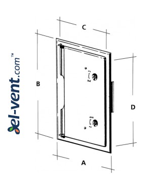 Insulated chimney access doors from inox 250x300 mm RDN250/300 - drawing