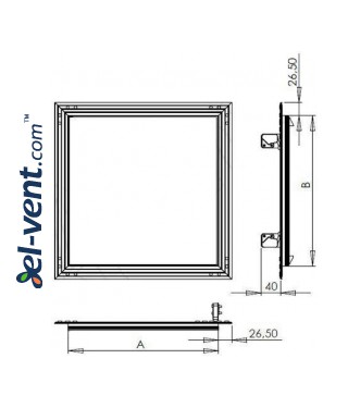 Drywall access panel KRAL16, 150x150 mm - drawing Drywall access panel KRAL16, 150x150 mm - drawing