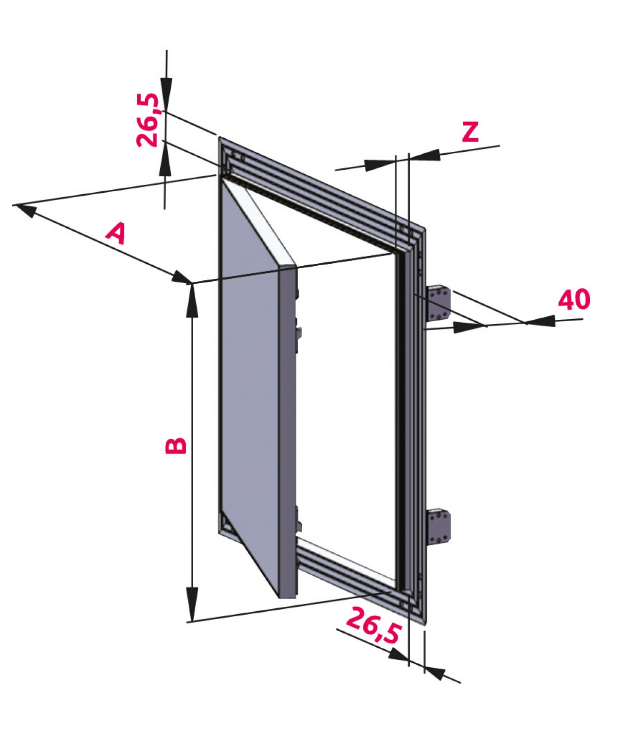 Drywall access panels AluKral STANDARD-25 - drawing No.1