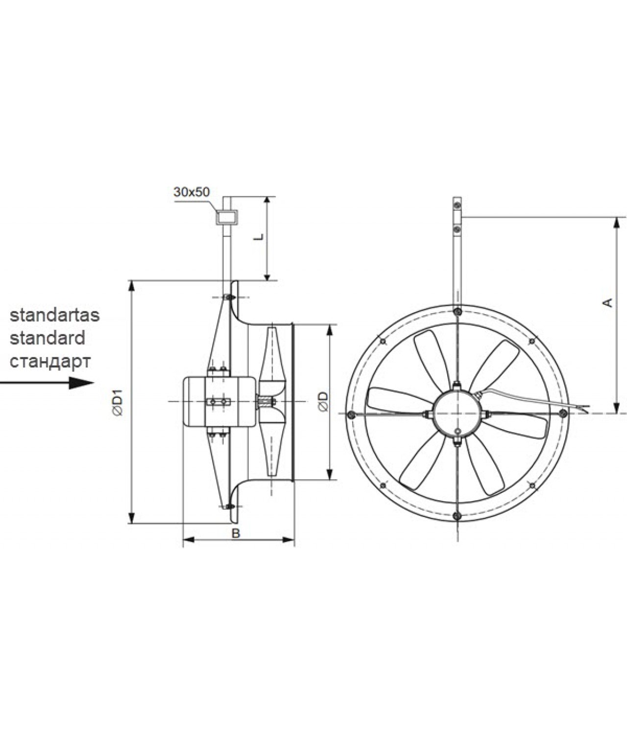 Greenhouse fans AXIA-G ≤10000 m³/h - drawing