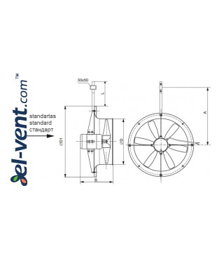 Greenhouse fans AXIA-G ≤10000 m³/h - drawing