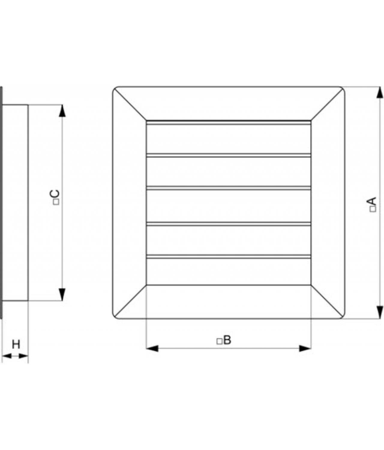 Gravity vent louvers GG250-450 - drawing