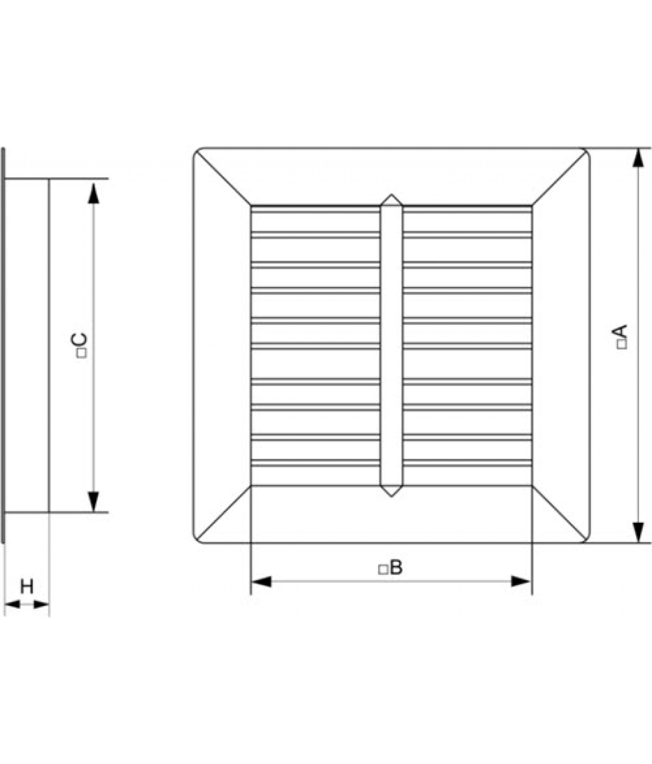 Вентиляционные решетки гравитационные GG500-900 - чертеж