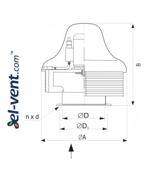 Acid resistant roof fans SVRUF-BOH ≤3500 m³/h - drawing