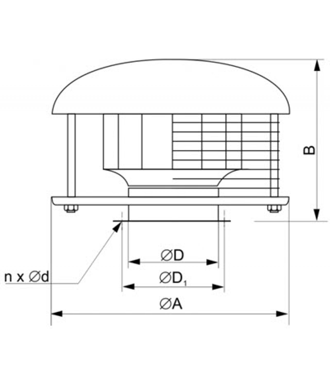 Roof fans SVWDS ≤3160 m³/h - drawing