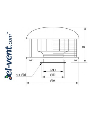 Roof fans SVWDS ≤3160 m³/h - drawing