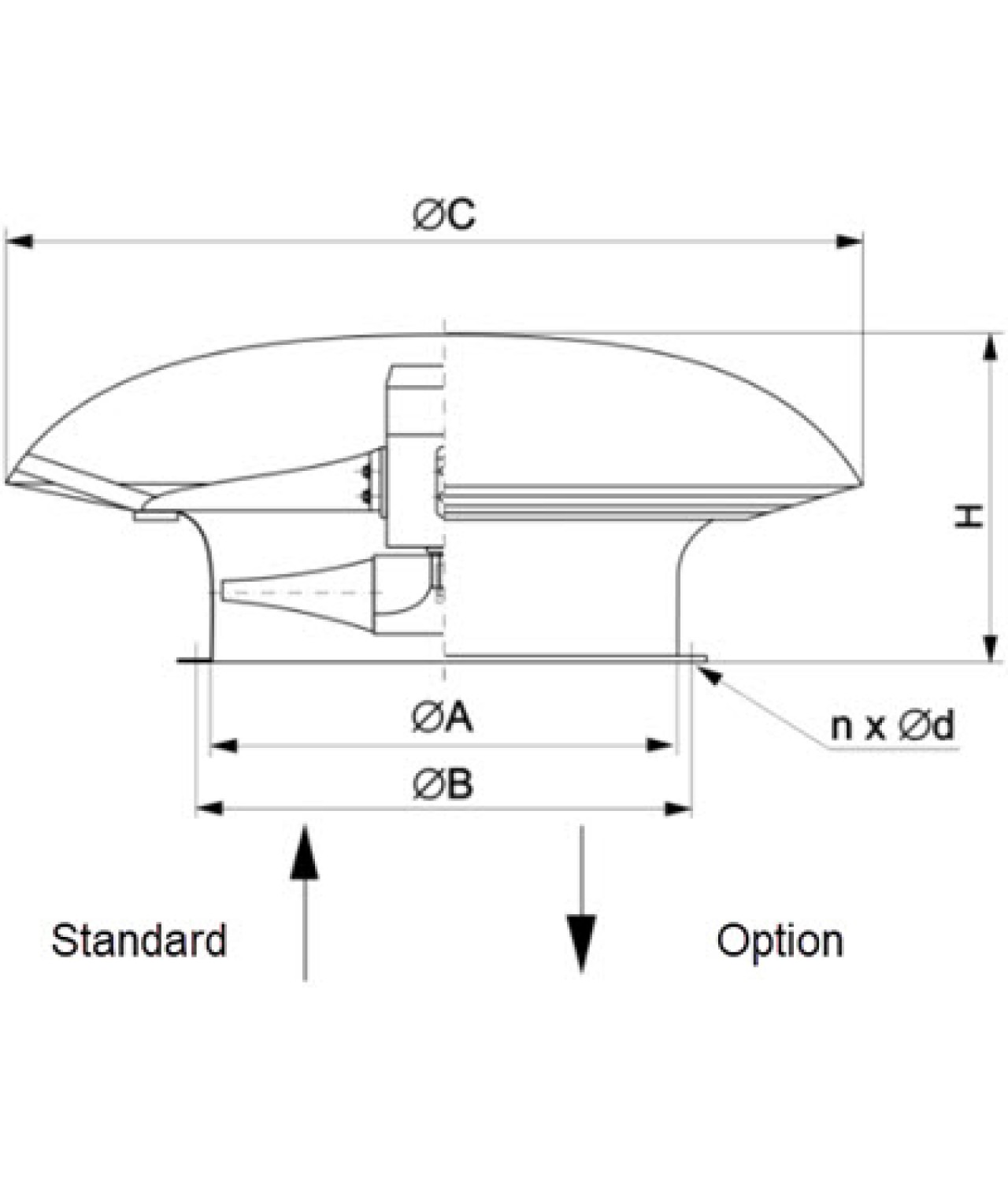 Axial roof fans SVWOD ≤7370 m³/h - drawing