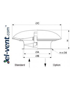 Axial roof fans SVWOD ≤7370 m³/h - drawing