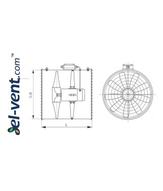 Hanging air circulators WOJ-POWER ≤23800 m³/h - drawing