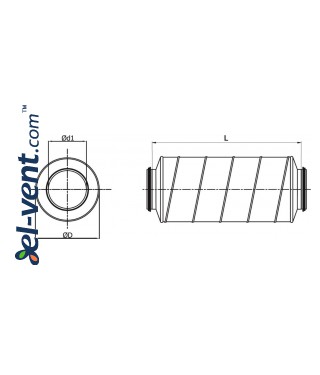 Silencer TS-50-160-900, Ø160 mm - drawing Silencer TS-50-160-900, Ø160 mm - drawing